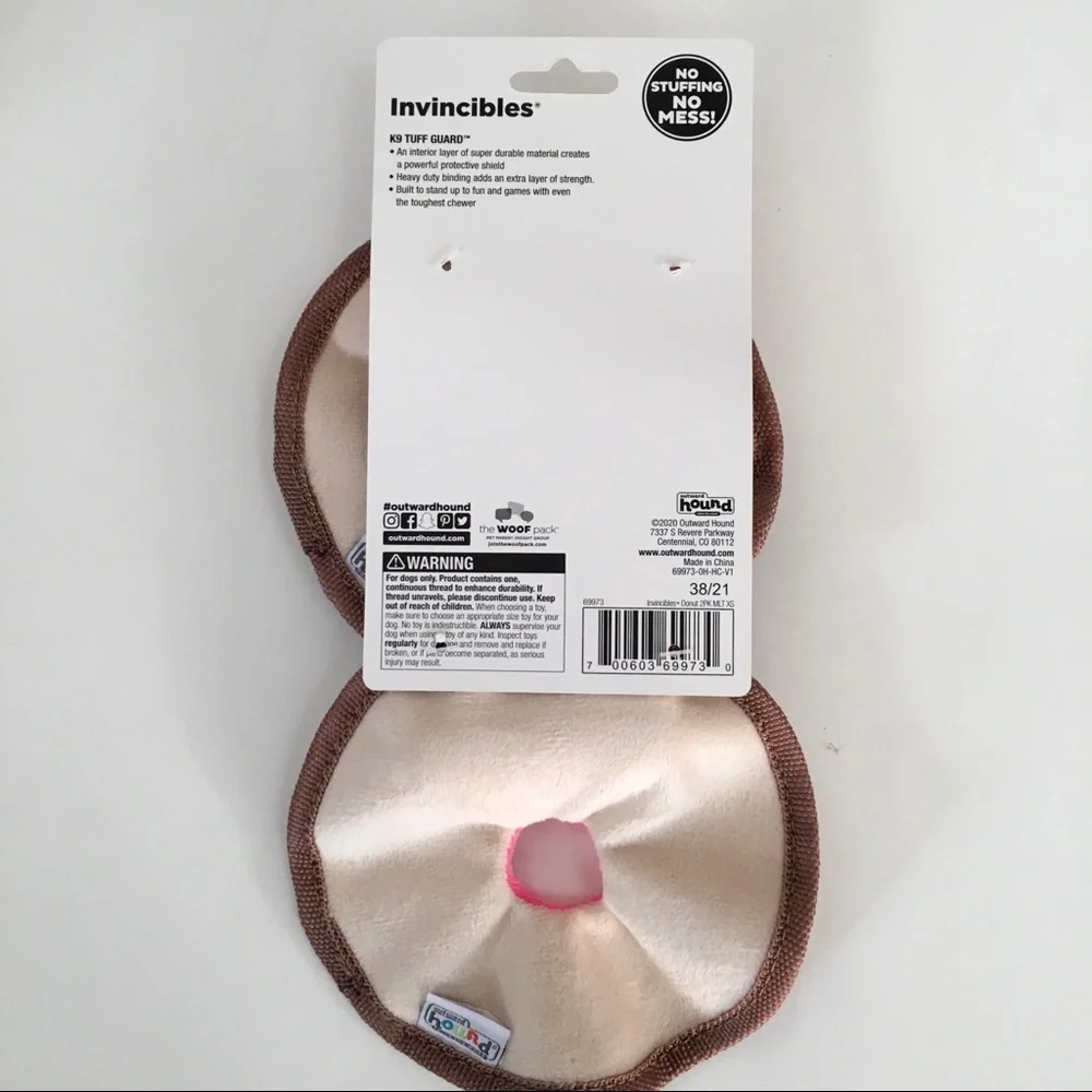 NEW Dog Toys Durable No Stuff No Mess Donut w/ Squeakers | Outward Hound